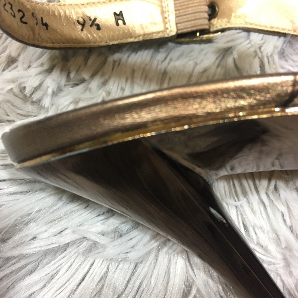 Stuart Weitzman Strappy Bronze Slingback Heels - Picture 5 of 9
